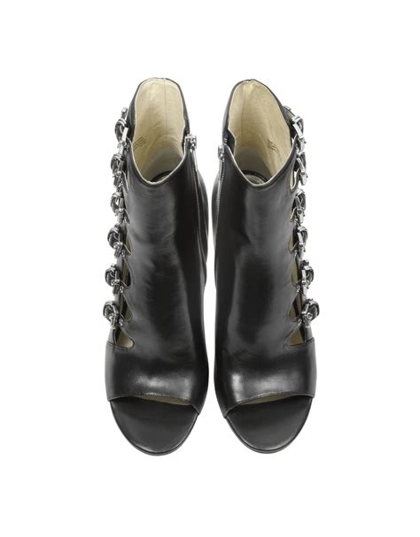 michael kors black peep toe booties|michael kors mid heel boots.